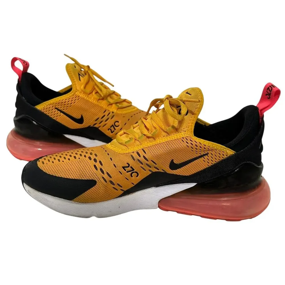 Nike Air Max 270 Tiger Uni Gold Black Hot Punch Sneakers Men's (8.5) AH8050-004